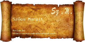 Szűcs Margit névjegykártya